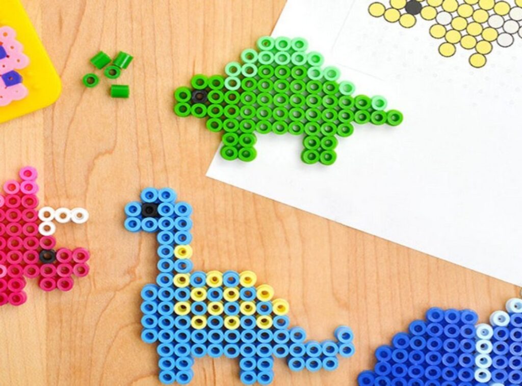 10 Dinosaur Perler Beads Patterns In Fun Colors Julie Ann Art