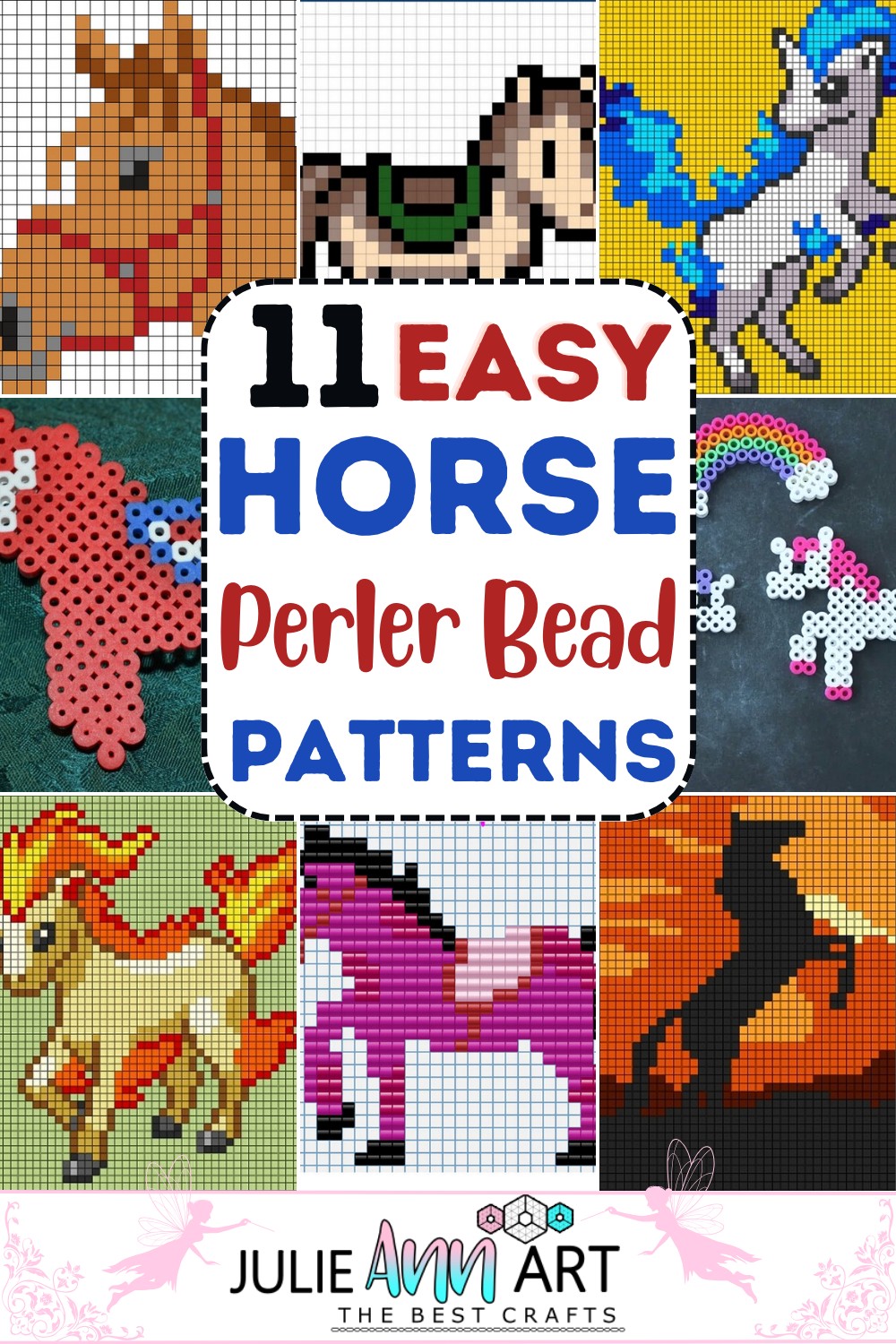 11 Easy Horse Perler Bead Patterns For Kids - Julie Ann Art