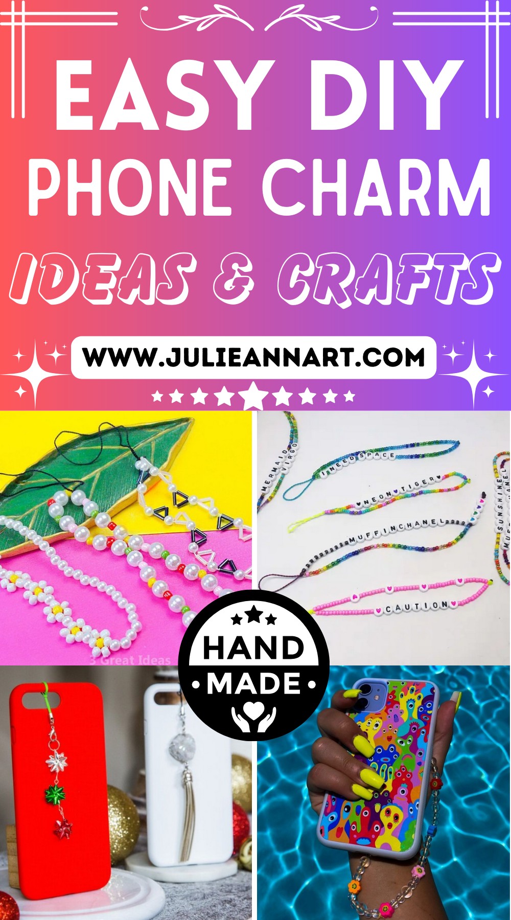 10 DIY Phone Charm Ideas To Style Phone Case - Julie Ann Art