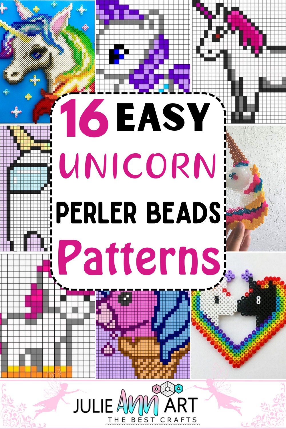 14 Easy Unicorn Perler Beads Patterns With Different Color Mixes ...