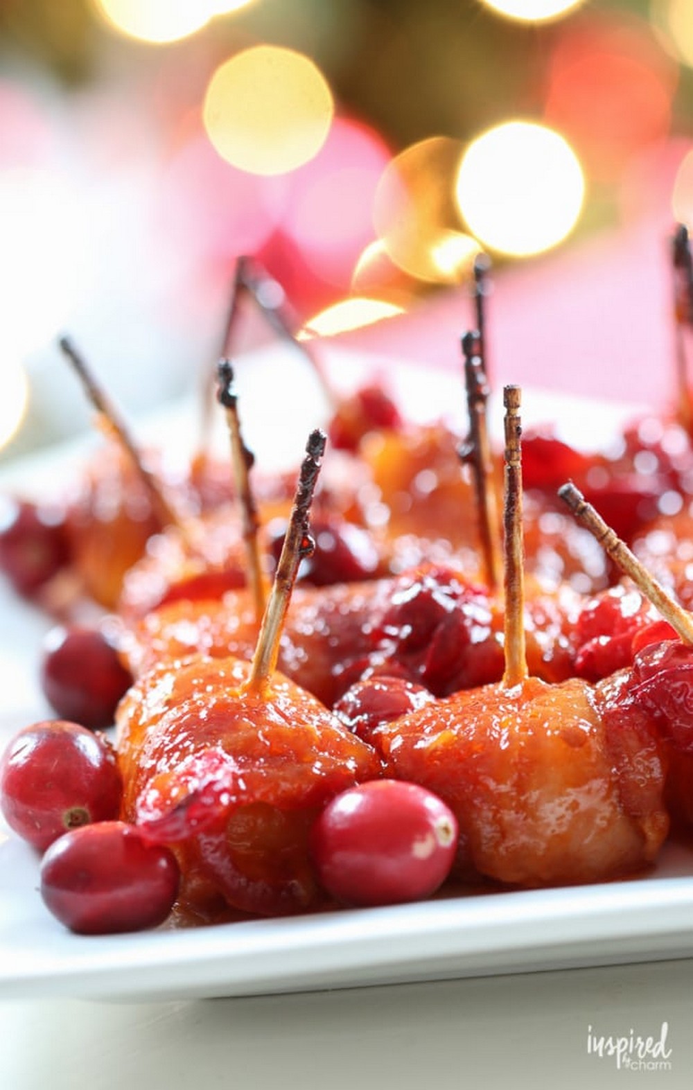 Cranberry Bacon Wrapped Water Chestnuts