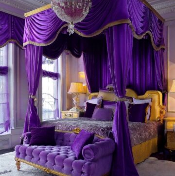 Dramatic Royal Purple Canopy Bed